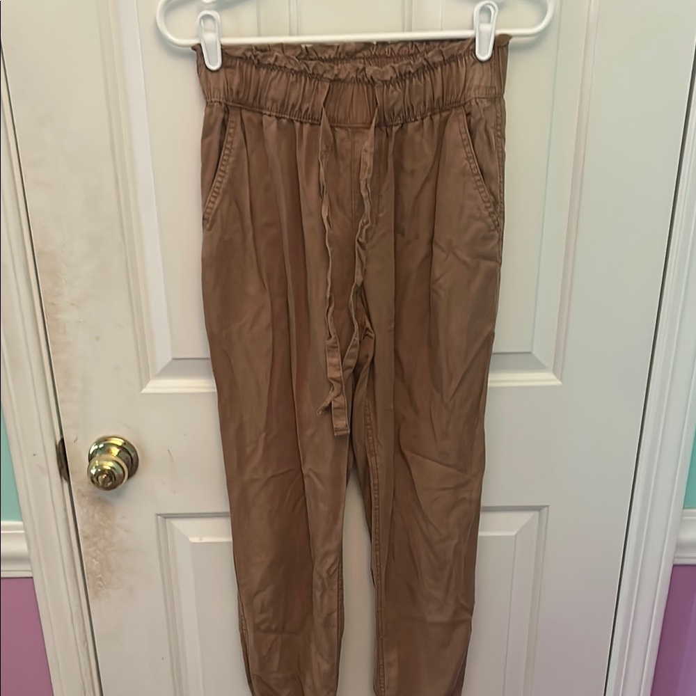 Tan Jogger-Style Dress Pants